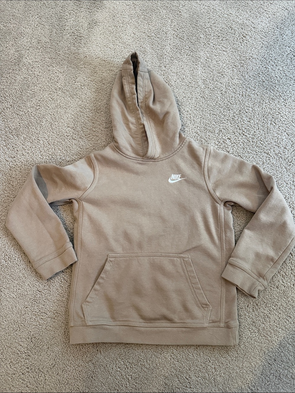 Nike Kids Tan Hooded Sweatshirt with White Logo